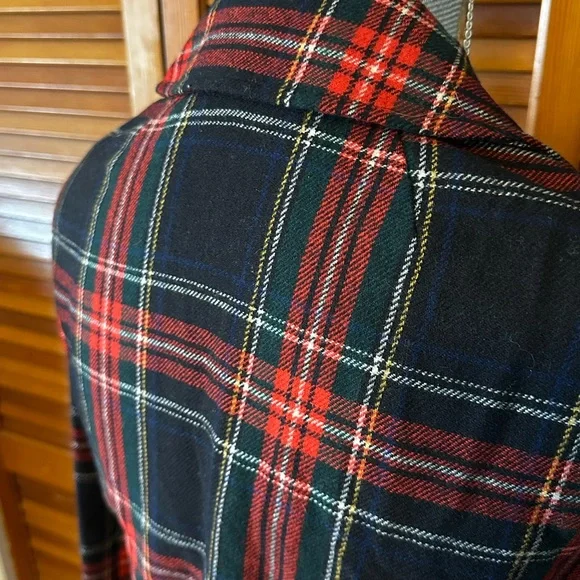 Vintage 1970s Pendleton Wool Red Green Black Tartan Plaid Blazer with Tie Belt - Picture 4 of 6